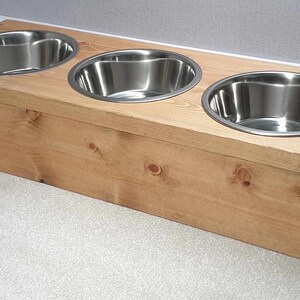 Handmade Bespoke wooden raised dog bowl pet feeder stand