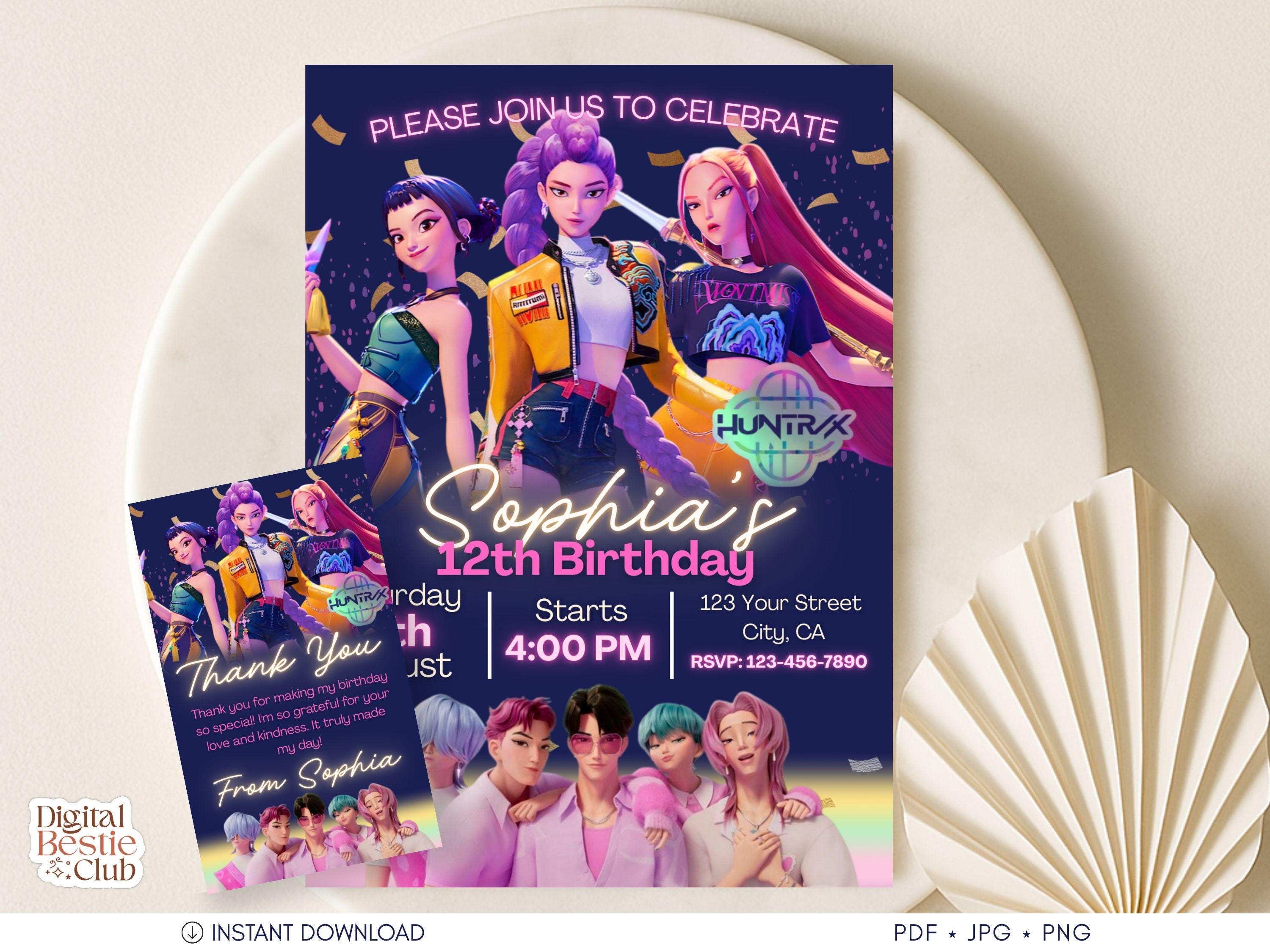Kpop Demon Hunter Birthday Invitation | Editable Canva Template