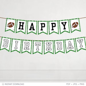 American Football Happy Birthday Banner, Printable Sports Birthday Sign, Football Party Decoration for Kids, Digital Download Template