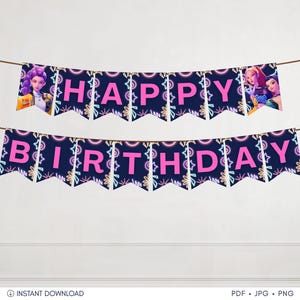 KPop Demon Hunter Birthday Flag Banner | Editable Template | Digital Download | Printable Birthday Sign for Kids |  Kpop Anime Party Decor