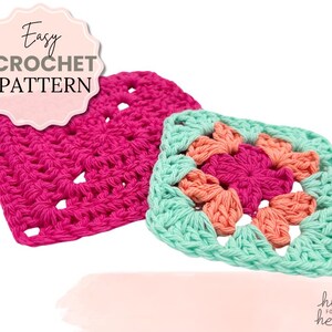 Patrones de crochet Grandma Square y Grandma Square Solid (PDF) / Descarga digital para principiantes / Gráficos + Guía paso a paso de Hugs for Heads