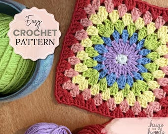 Rainbow Granny Square Crochet Pattern: Beginner-Friendly PDF Tutorial