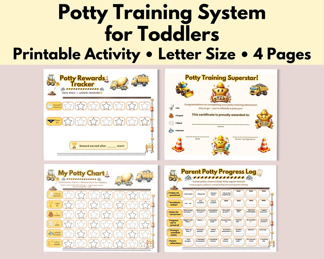Construction Potty Training Chart | Toddler Reward System - Etsy Australia
