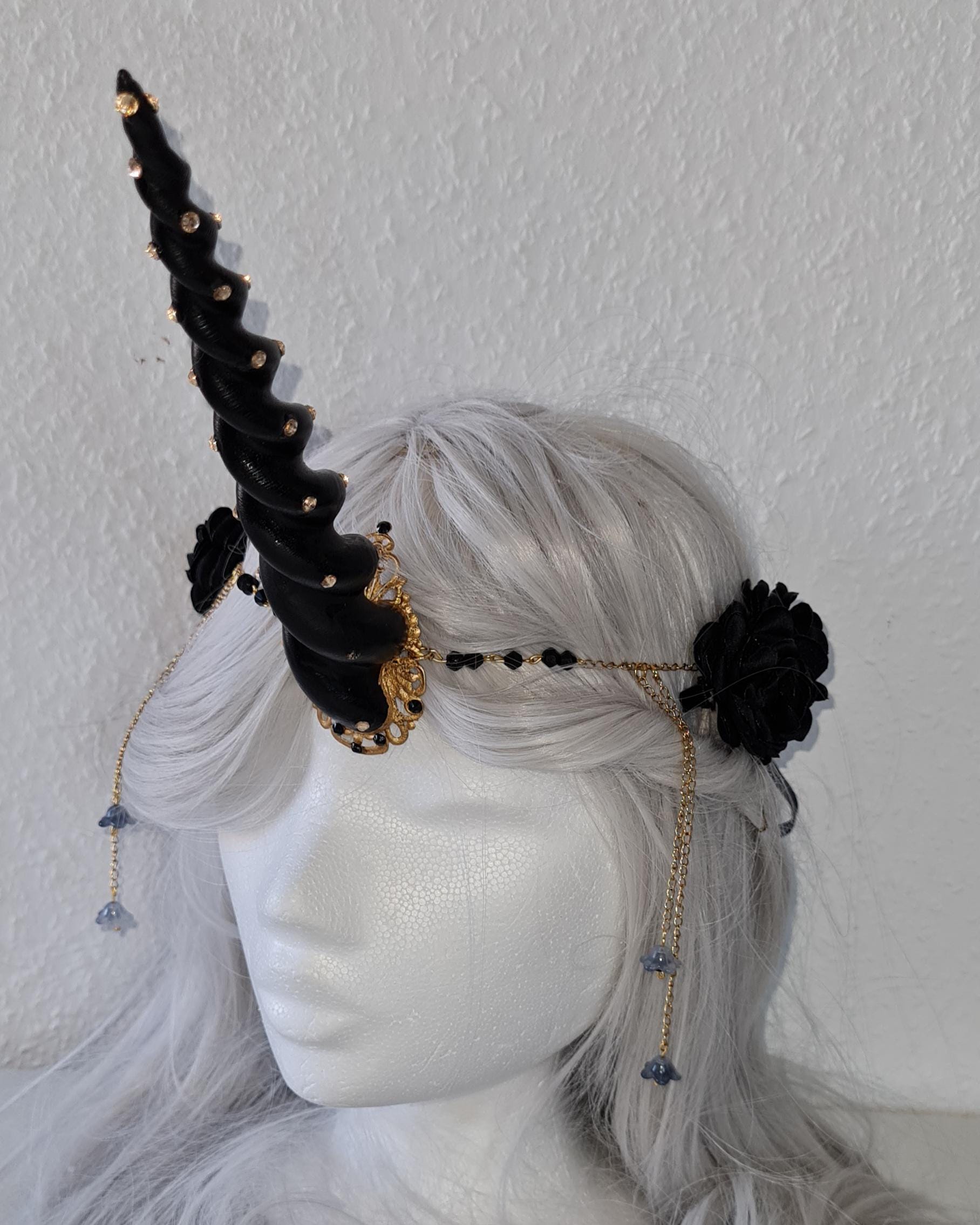 Teufel Hasenohren Haarband – Kunstfell, Schwarz-rosa – Für Cosplay & Party