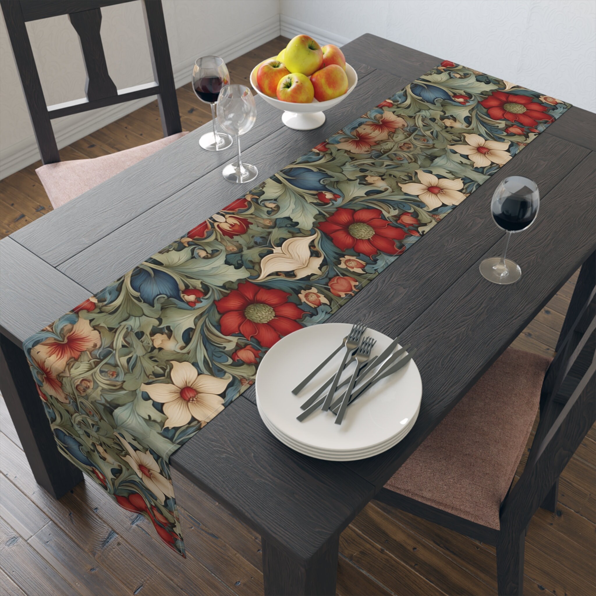 William Morris Print Table Runners Floral Kitchen Decor Cottagecore Hostess Gift for Grandma ...