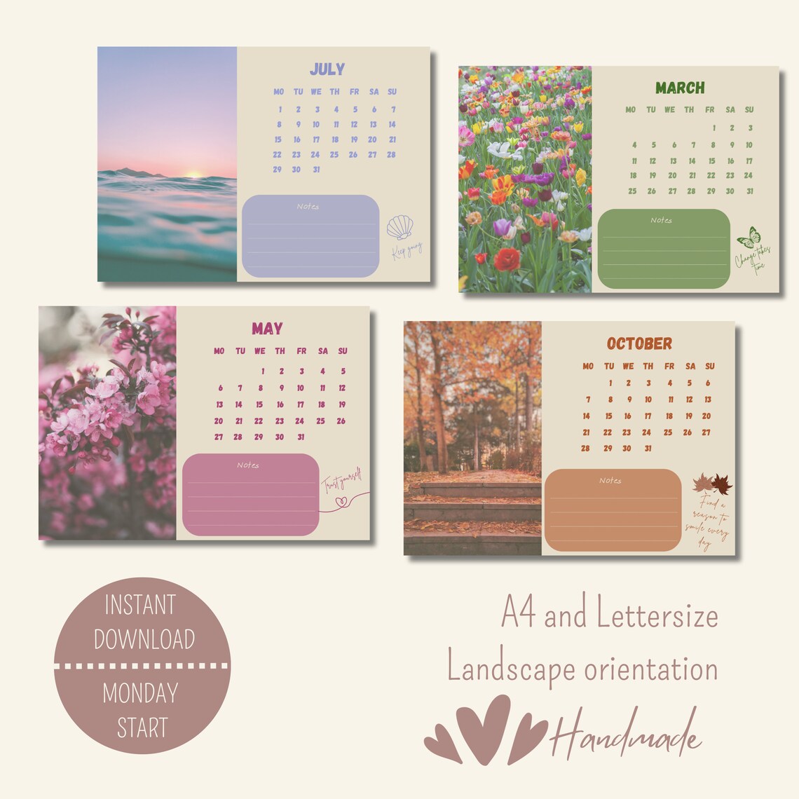Cute Printable Calendar 2024. Monthly Planner Ready to Etsy
