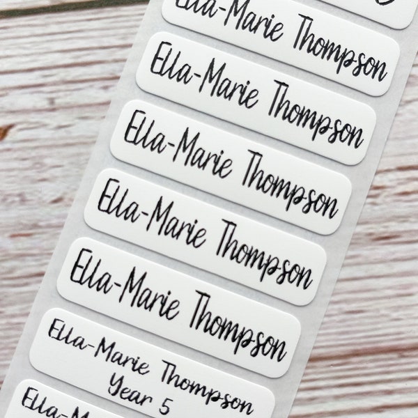 Personalised Printed Iron On Name Tags - School Uniform, PE Kits, ID Clothes Tags [Font 16]