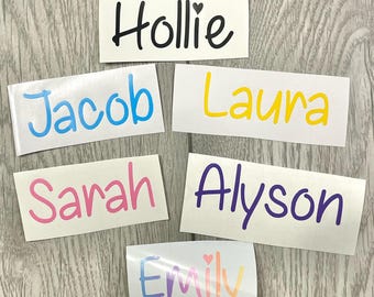 Gepersonaliseerde naamsticker sticker woord label vinyl sticker glas school bidon doos aangepaste namen en woorden kerstbal regenboog lettertype 1O