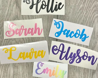 Gepersonaliseerde naamsticker sticker woord label vinyl sticker glas school bidon doos aangepaste namen en woorden kerstbal regenboog lettertype 2I