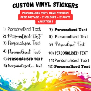 Personalised Vinyl Sticker Custom Text Name Sticker Transfer Decal 20x9cm (VAR2) Water Bottles, Weddings, Birthdays, Organising, Events