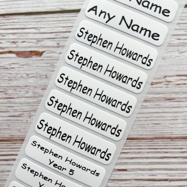 Personalised Printed Iron On Name Tags - School Uniform, PE Kits, ID Clothes Tags [Font 6]