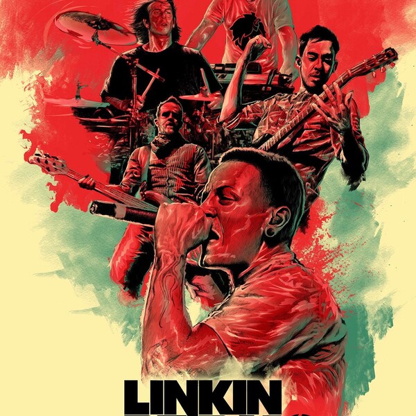 Linkin Park digital art print, band poster, music room decoration, alternative rock music gift