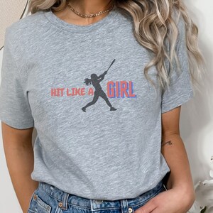 Hit Like A Girl | Woman&#39;s Softball Mom Shirt