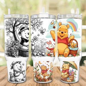 Character Bear Tumbler , 40 oz tumbler with straw. gift for her, ice coffee cup, birthday gift for friend,  water bottle