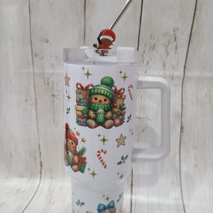 Christmas Gingerbread cookie Tumbler , 40 oz tumbler with straw. gift for her, ice coffee cup, birthday gift for friend, gift for mom.