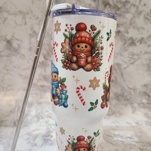 Christmas Gingerbread cookie Tumbler , 40 oz tumbler with straw. gift for her, ice coffee cup, birthday gift for friend, gift for mom.