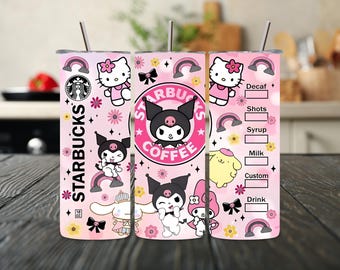 Kubek termiczny Kitty Friends Tumbler o pojemności 20 uncji z pokrywką i słomką dla niej, prezent dla niej, prezent urodzinowy, kubek do kawy, prezent dla dziewczyny
