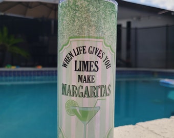 Margarita Tumbler Skinny 20oz, kiedy życie daje ci limonkę, zrób margaritę, prezent dla niej, prezent urodzinowy, upominek na imprezę, prezent dla przyjaciela, impreza