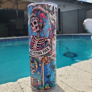 Vaso de cristal delgado con diseño de cartas de tarot y humor sarcástico de 20 oz con tapa y pajita, regalo para ella, regalo divertido para un amigo, regalo de cumpleaños.