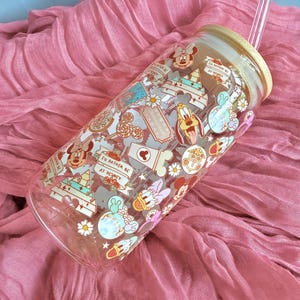 Vaso de cristal moderno con diseño bohemio de ratón mágico, parque temático, personajes de Small World, Fab5, 20 onzas, cristalería para café helado, regalos para ella