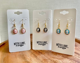 Portrait Silhouette Cameo Gold Charm Earrings