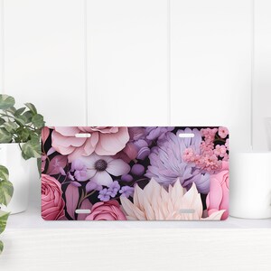 Flower, Girly, Pink, Floral, PNG License Plate, License Plate Sublimation Design, Sublimation Designs, Sublimation, Car Sublimation Designs