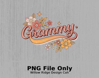 Grammy bloemen png, retro grammy digitale download, Moederdagcadeau, doe-het-zelfprojecten, sublimatieontwerp, oma Flower Art Print