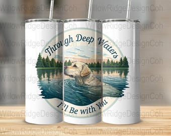 Inspirerende kunst Labrador, digitale download, aquarel Lake Scene digitale png, citaat door diepe wateren, sublimatie