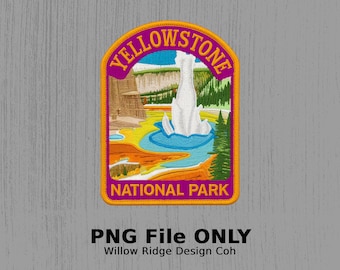Yellowstone National Park Patch PNG, DIY Projects Sublimation, National Park Digital Download, Embroidery Patch Design png