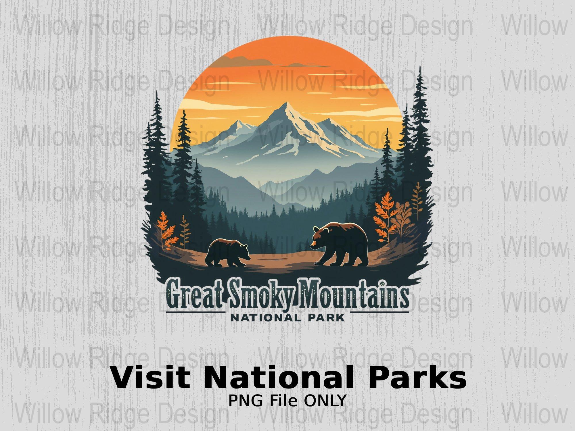 Great Smoky Mountains National Park Digitale download, sublimatie, png-bestand bezoek nationale parken, avontuur landschapskunst