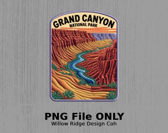 Grand Canyon National Park Patch Digital Download, Retro Style PNG, Perfect for DIY Projects and Sublimation