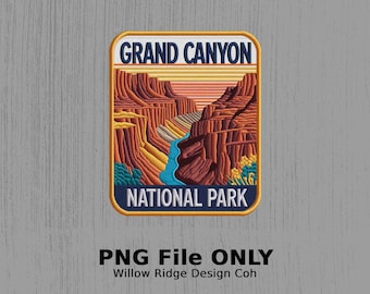Grand Canyon National Park Patch-Style Digital Download, DIY Projects, Sublimation, PNG File, Instant Downloadable Art