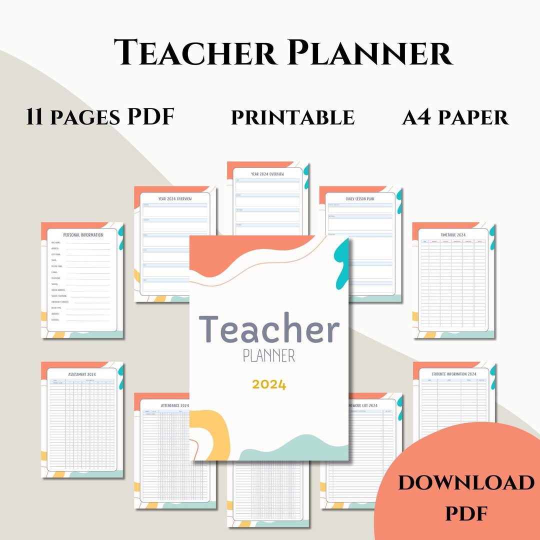 2024 Teacher Planner Printable 2024 Digital Teacher Planner Etsy Canada