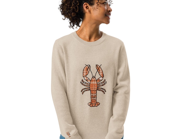Featured listing image: Cozy Fall Plaid Lobster Sweater – Nautical New England Style