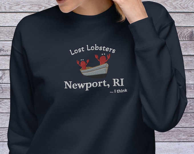 Featured listing image: Lost Lobsters Newport, RI Premium Embroidered Sweatshirt