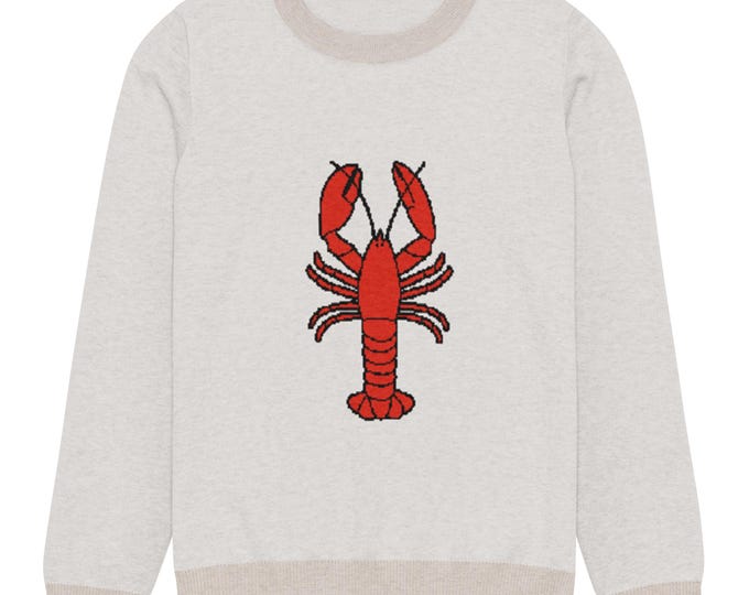 Featured listing image: Lobster Sweater Coastal Style East Coast Style New England Summer Lobster Lover Gift Cape Cod Style Maine Lobster Gift Beach Newport