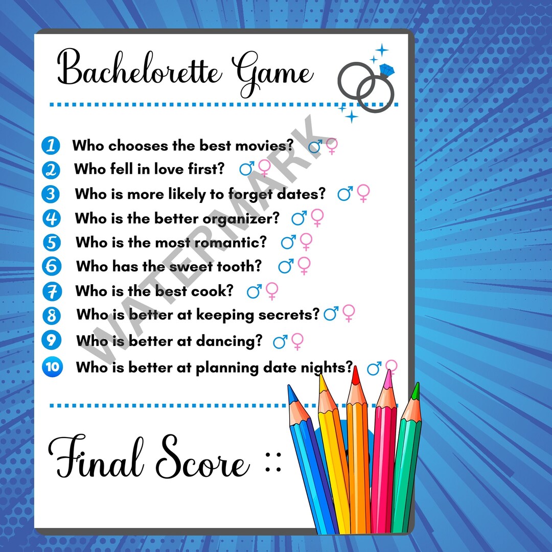 Bachelorette Party Games Printable Fun Clean Party Game Etsy
