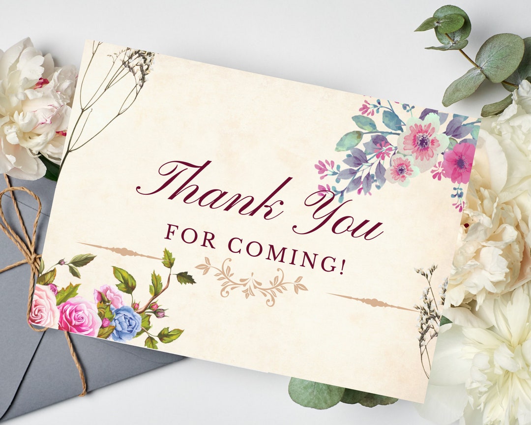 Thank You Card Template, Editable Business Thank You Card, Wedding ...