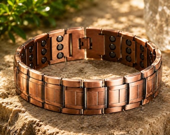 Quantum Magnetic Copper Bracelet for Men, Pure Copper 60 Magnet Bracelet, 3500 Gauss, 963 Hz Scalar, EMF Adjustable Wellness Bracelet