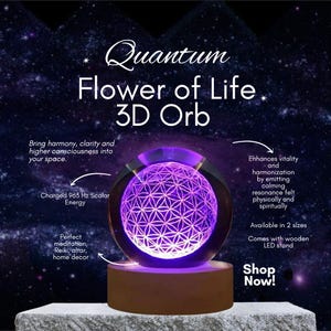 Quantum Flower of Life & Metatron’s Cube Crystal Orb Lamp, Sacred Geometry LED Sphere, Meditation Gift, EMF Protection,Spiritual Home Decor image 9