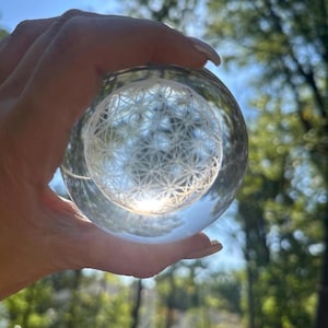 Quantum Flower of Life & Metatron’s Cube Crystal Orb Lamp, Sacred Geometry LED Sphere, Meditation Gift, EMF Protection,Spiritual Home Decor image 4