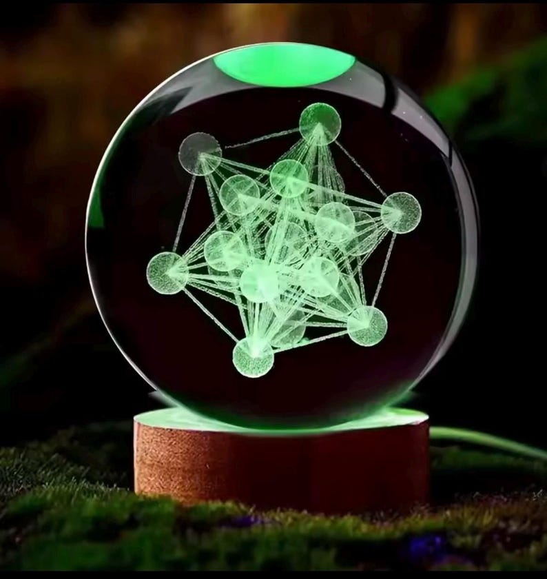 Quantum Flower of Life & Metatron’s Cube Crystal Orb Lamp, Sacred Geometry LED Sphere, Meditation Gift, EMF Protection,Spiritual Home Decor image 13