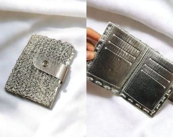 Crochet Card Holder Wallet, Metallic Silver Wallet, Handmade Crochet Women Purse, Credit Card Wallet, Mother's Day Gift, Women’s Day Gift