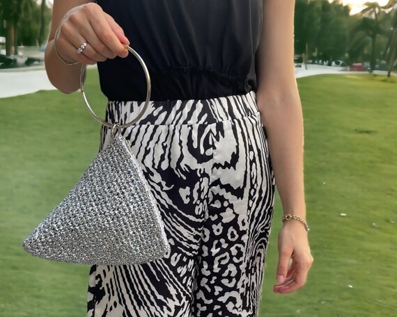 Handmade Triangle Clutch Luxury Crochet Triangle Bag Crochet Triangle Wrist Pyramid Bag Triangle Bag Pyramid Bag Labor Day Gifts Etsy Canada
