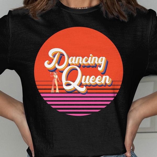 Vintage Dancing Queen Retro Style T-Shirt, 70s Disco Fashion Graphic Tee, Bridal Shower and Bachelorette Hen Party