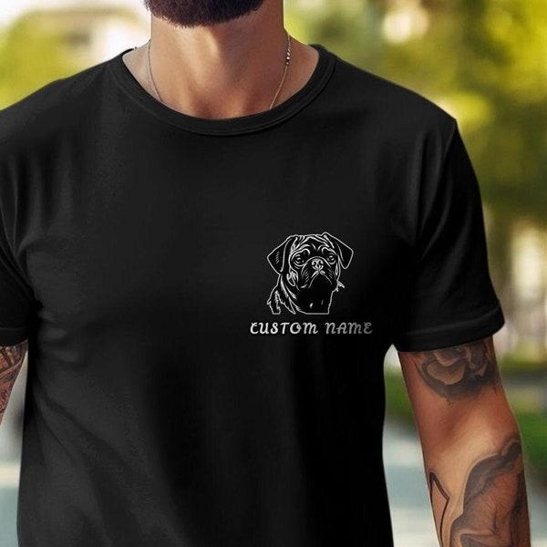 Personalized Pug T-Shirt, Custom Pug Name Tee, Animal Lover Gift, Graphic Pocket Design Tee,Unisex Confortable Custom T-shirt and Sweatshirt