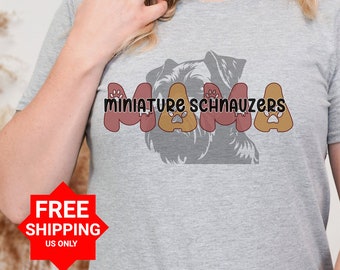 Chemise schnauzer nain, chemise pour chien colorée, t-shirt schnauzer nain, mini schnauzer, cadeau schnauzer nain, schnauzer mama, chemise pour maman chien