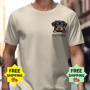 Cute Rottweiler Pet Name Dog Lover T-Shirt, Customizable Dog Face Graphic Tee, Pet Lover Sweatshirt, Unique Pet Gift Idea