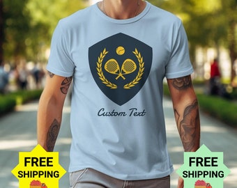 Personalized Padel Crest T-Shirt, Custom Text Sports Tee, Casual Athletic Shirt, Unisex Paddel Lover Gift, Unique Design Top or Sweatshirt