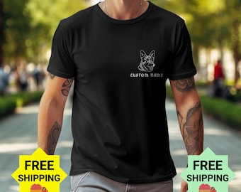 Personalized Dog Lover T-Shirt, Custom Name German Shepherd Tee, Pet Owner Gift, Unisex Adult Clothing,Custom Pocket Design Graphic Shirt
